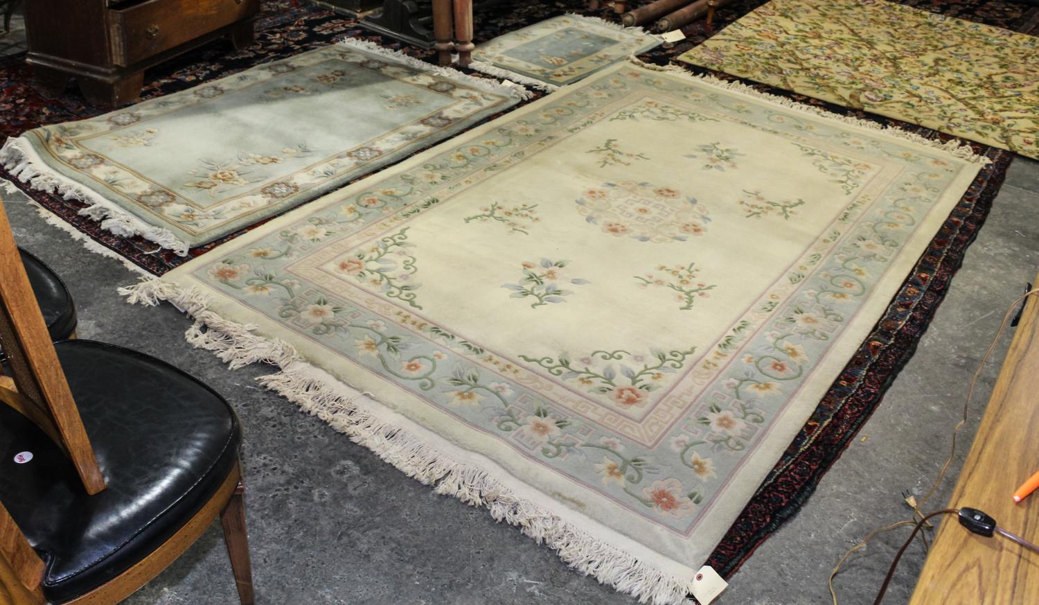 A Group of Three Chinese Wool Rugs Largest: 8 feet 9 inches x 5 feet 6 inches. — SECOND HALF 20TH CENTURY