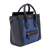 Céline, Nano Luggage Bag in Blue Python & Leather