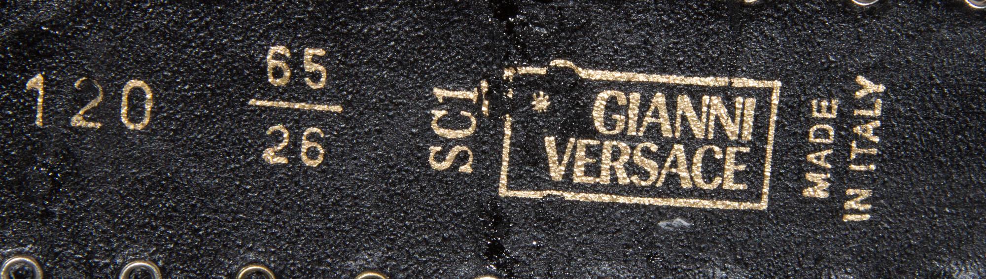 A Gianni Versace Black Patent Croc Embossed Belt, Size 65/26.