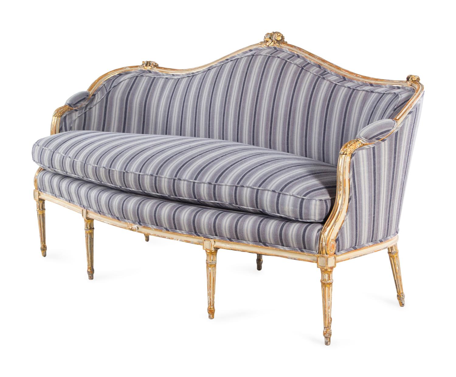 A George III White-Painted and Parcel Gilt Settee