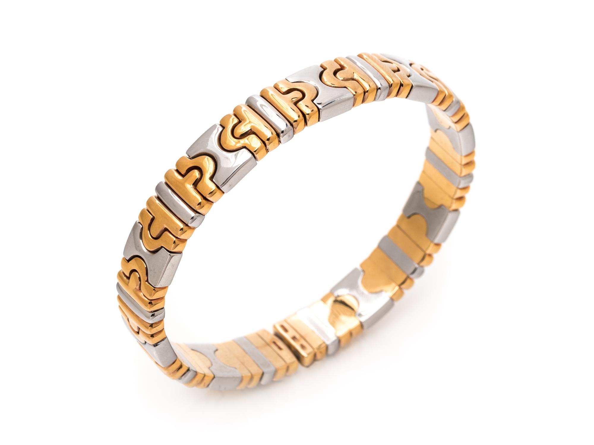 BVLGARI, YELLOW GOLD AND STEEL 'PARENTESI' CUFF BRACELET