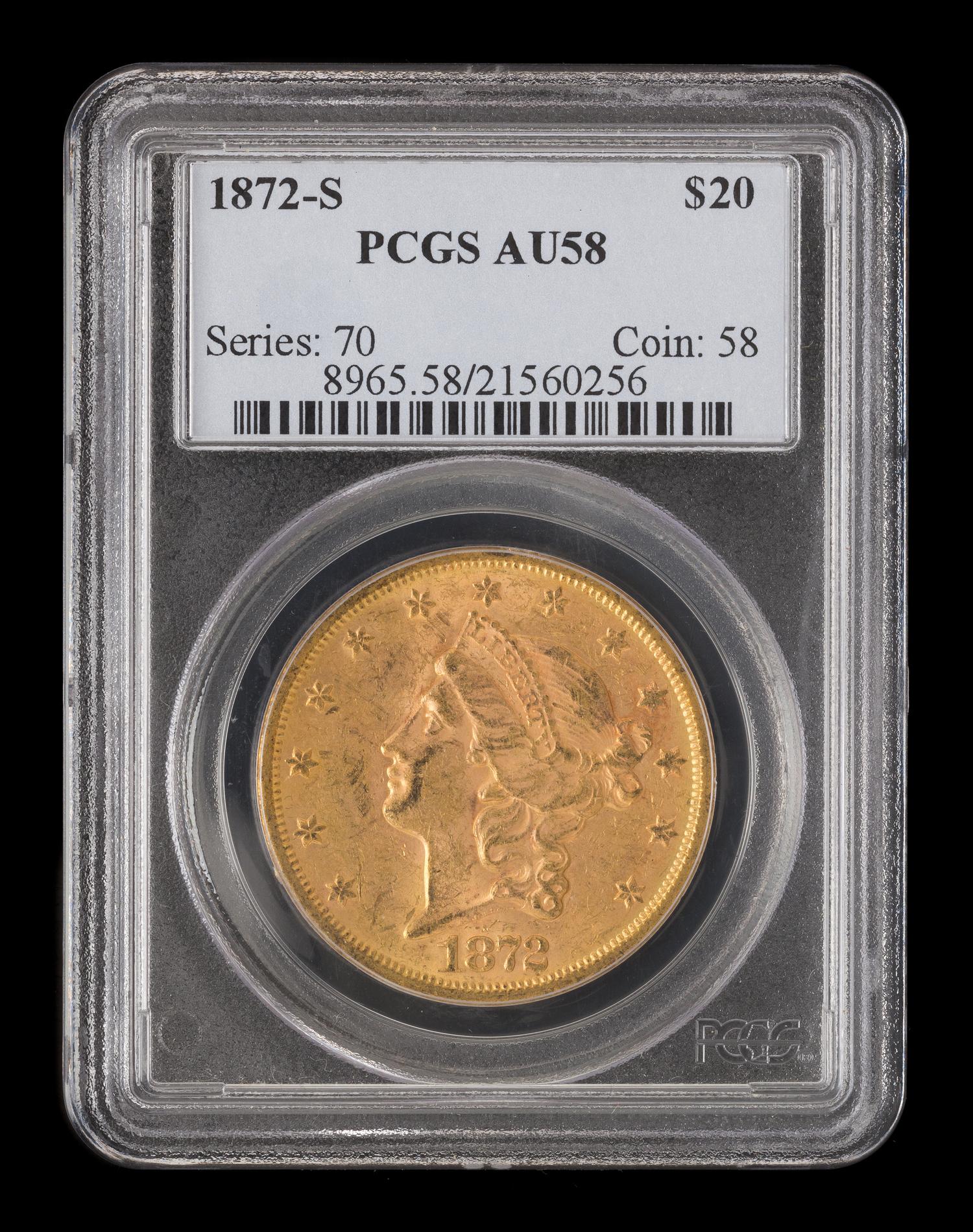 A United States 1872-S Liberty Head $20 Gold Coin