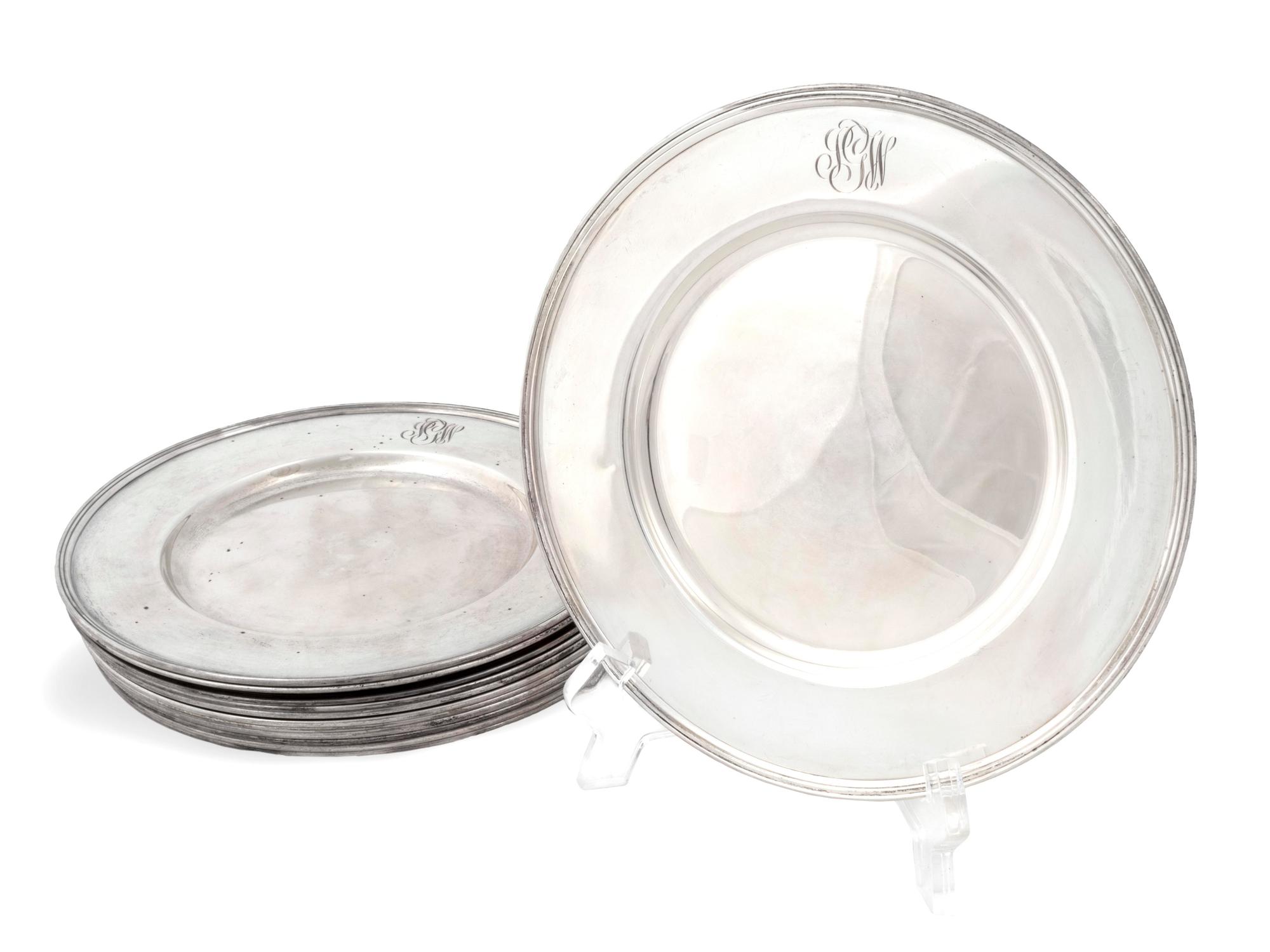 A Set of Twelve American Silver Bread and Butter Plates — 20th Century