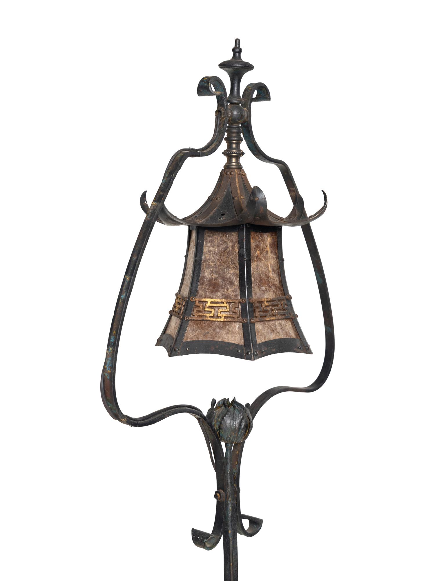 An Arts & Crafts Wrought Iron Floor Lamp