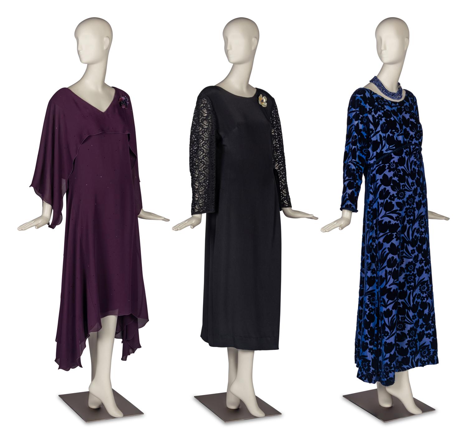 Group of Three Designer Dresses and a Collection of Costume Jewelry