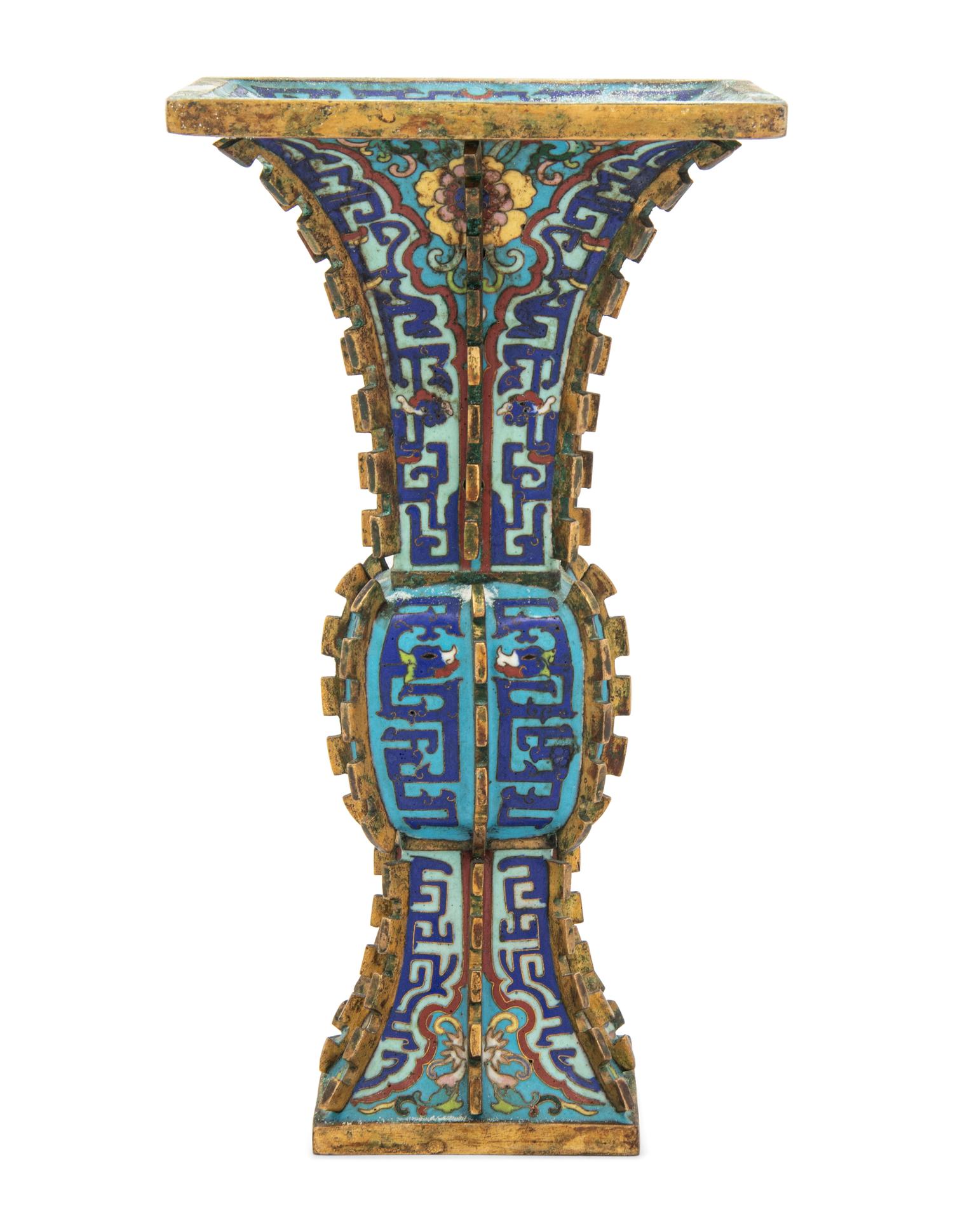 A Chinese Cloisonné Enamel Gu- Form Vase