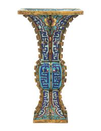 A Chinese Cloisonné Enamel Gu- Form Vase
