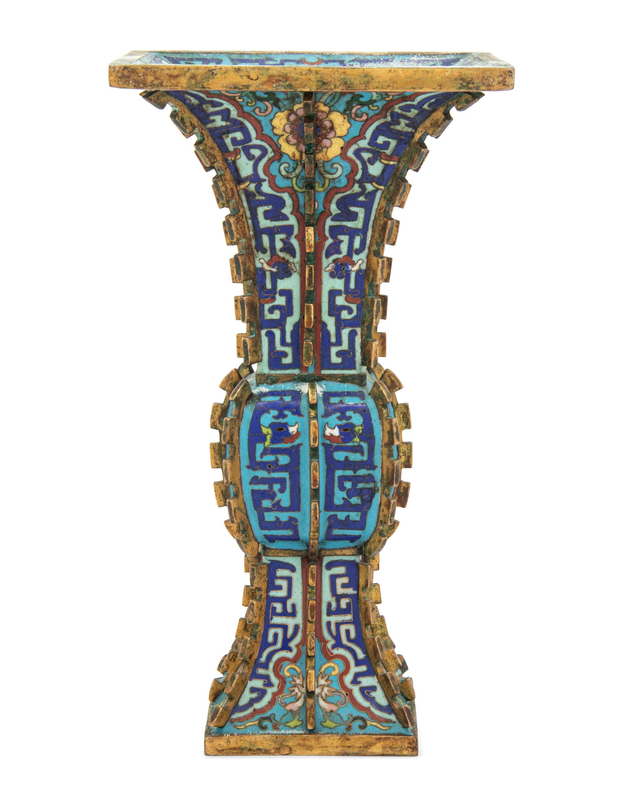 A Chinese Cloisonné Enamel Gu- Form Vase