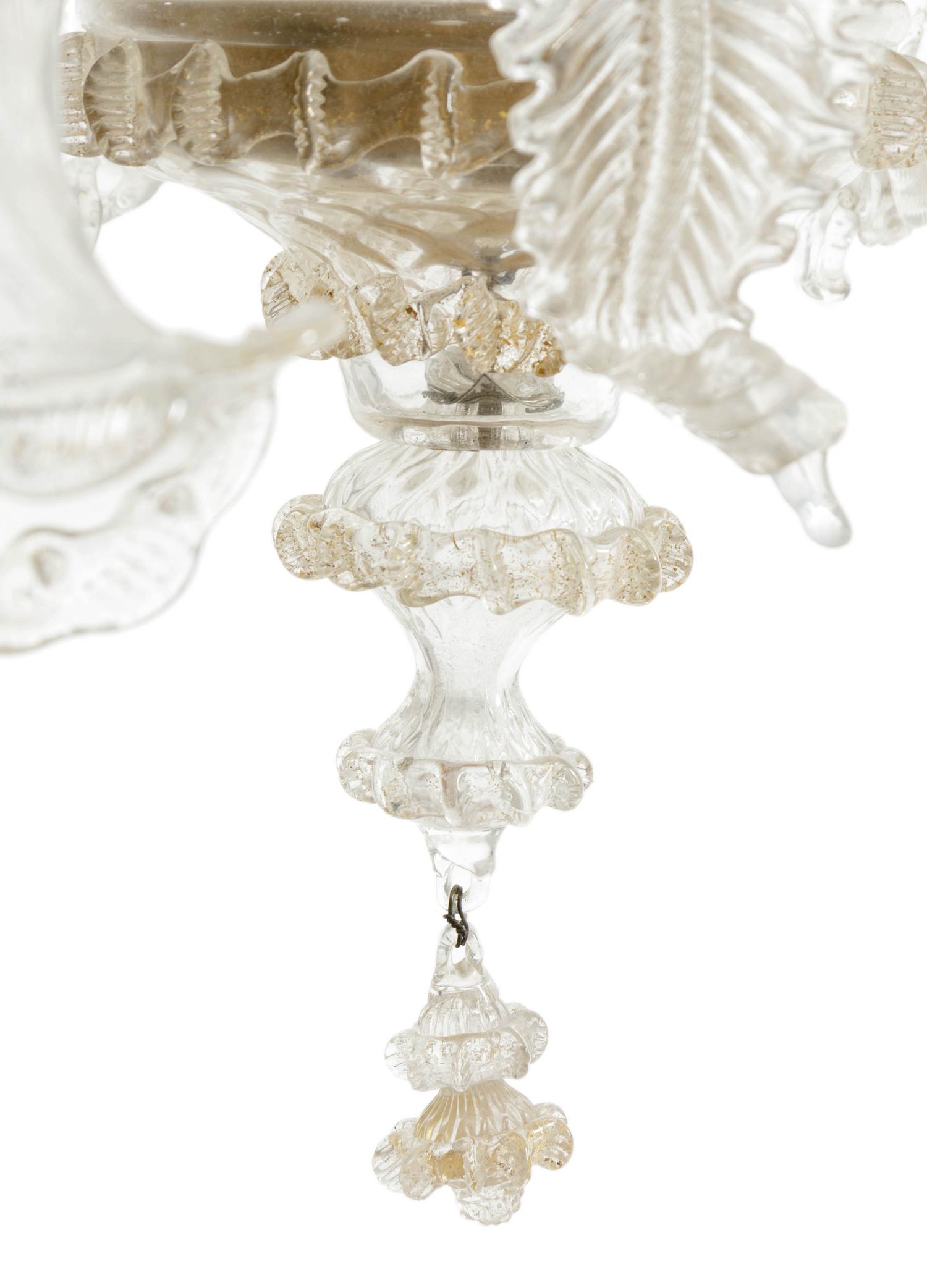 A Venetian Cut Glass Five-Light Chandelier