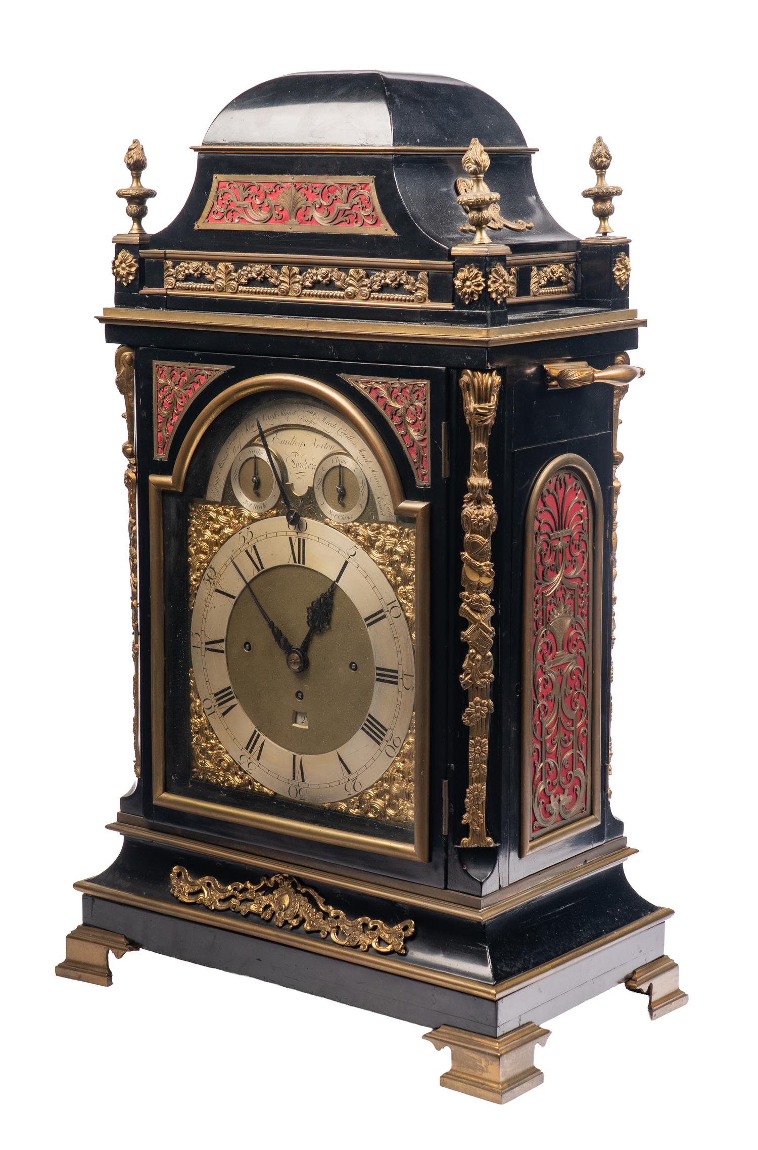 A George III Gilt Bronze Mounted Ebonized Musical Clock