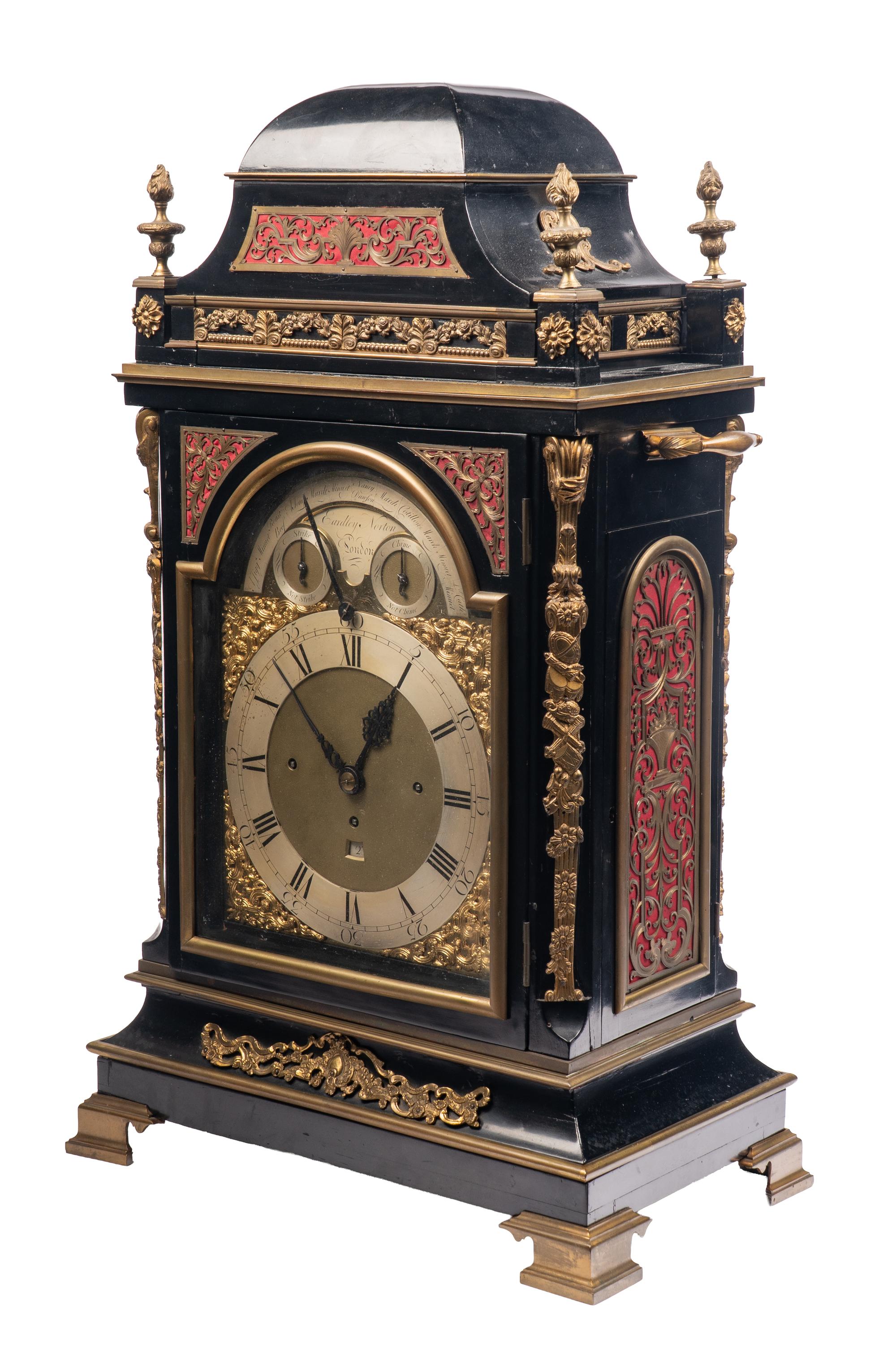 A George III Gilt Bronze Mounted Ebonized Musical Clock