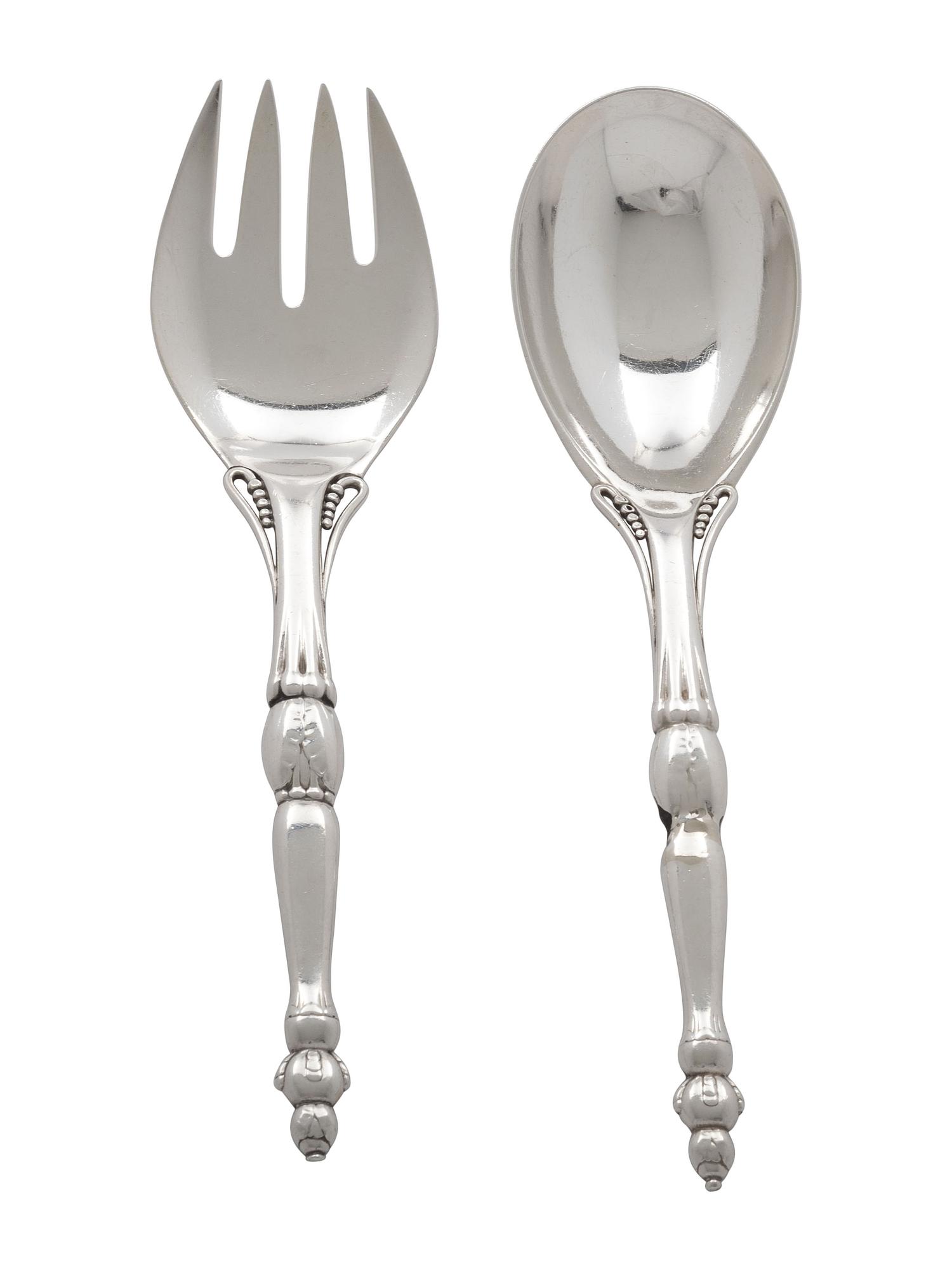 A Two-Piece Silver Salad Serving Set