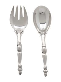 A Two-Piece Silver Salad Serving Set