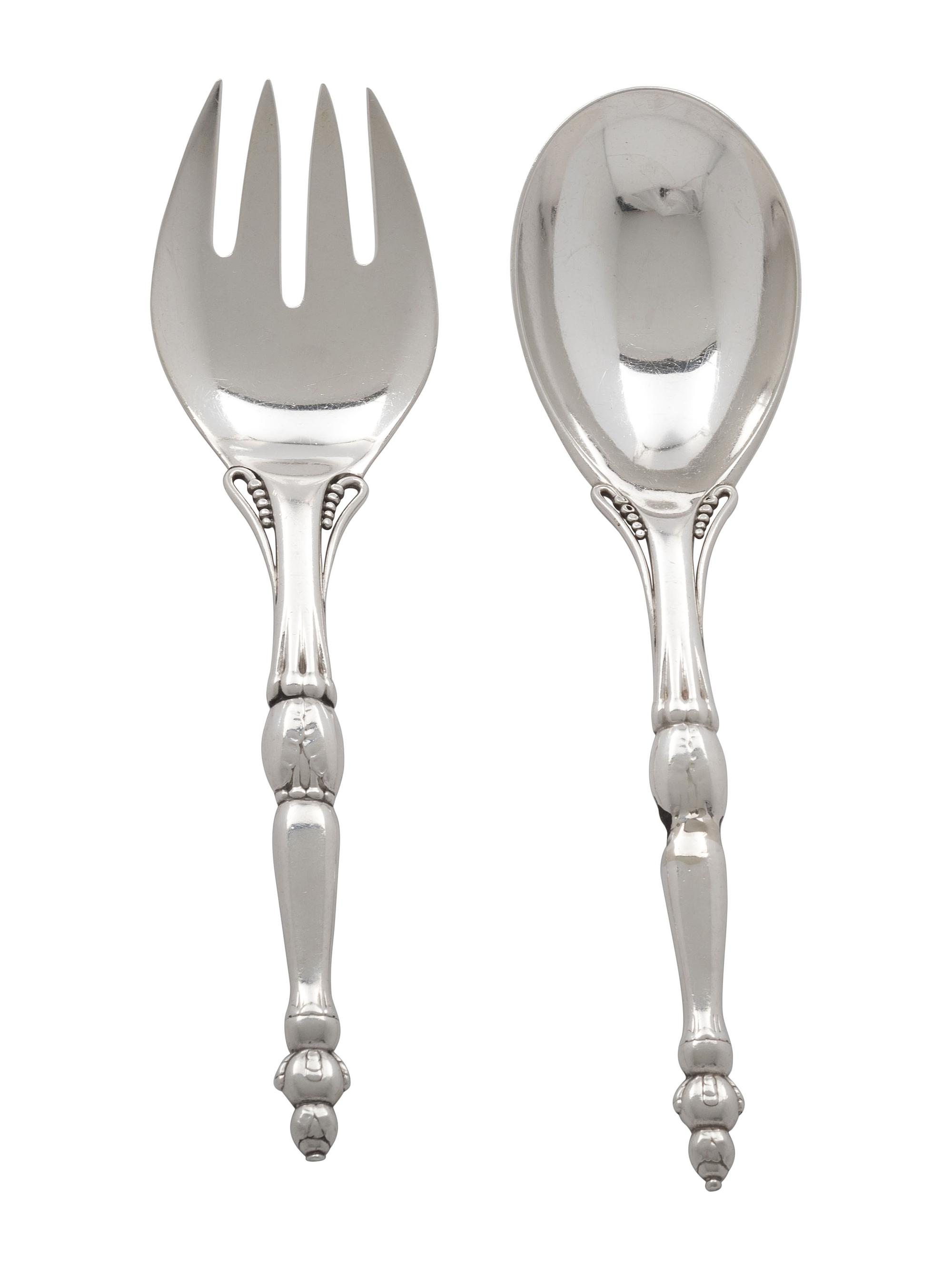 A Two-Piece Silver Salad Serving Set