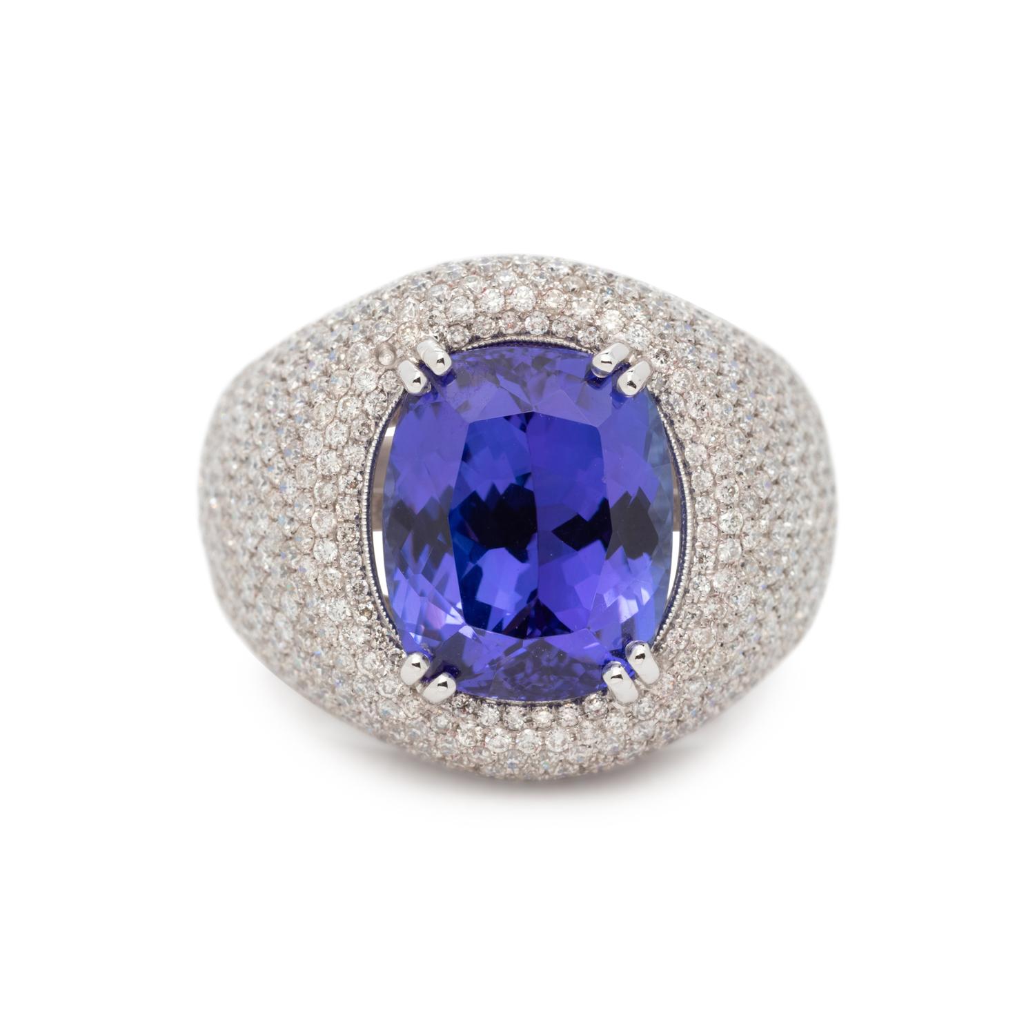 TANZANITE AND DIAMOND RING