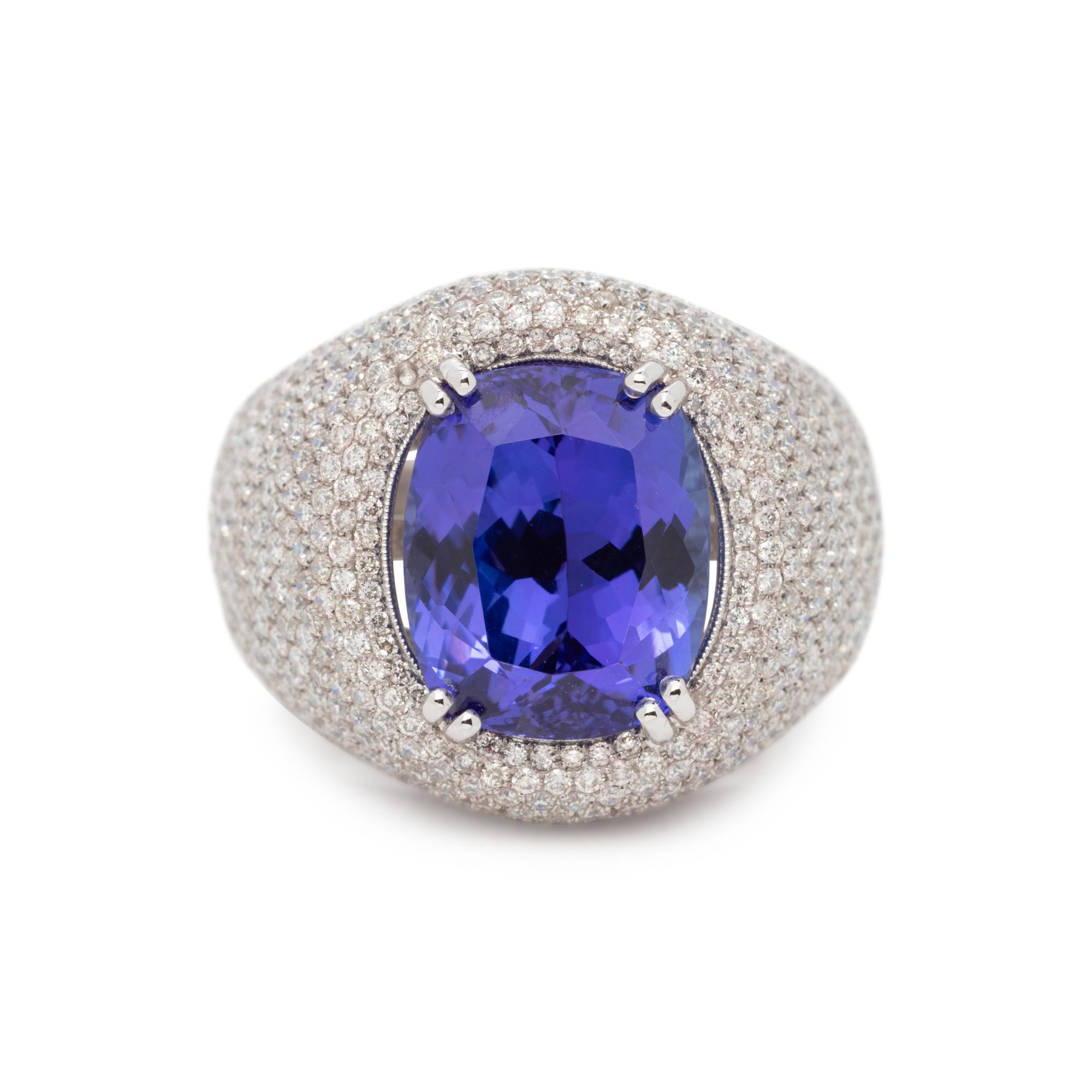 TANZANITE AND DIAMOND RING