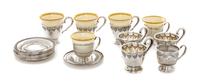 A Group of American Silver Demitasse Cups and Saucers, Frank M. Whiting Co. and International Sterling, comprising 9 cups with Lenox po