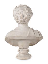 A Continental Carved Marble Bust of Young Marcus Aurelius