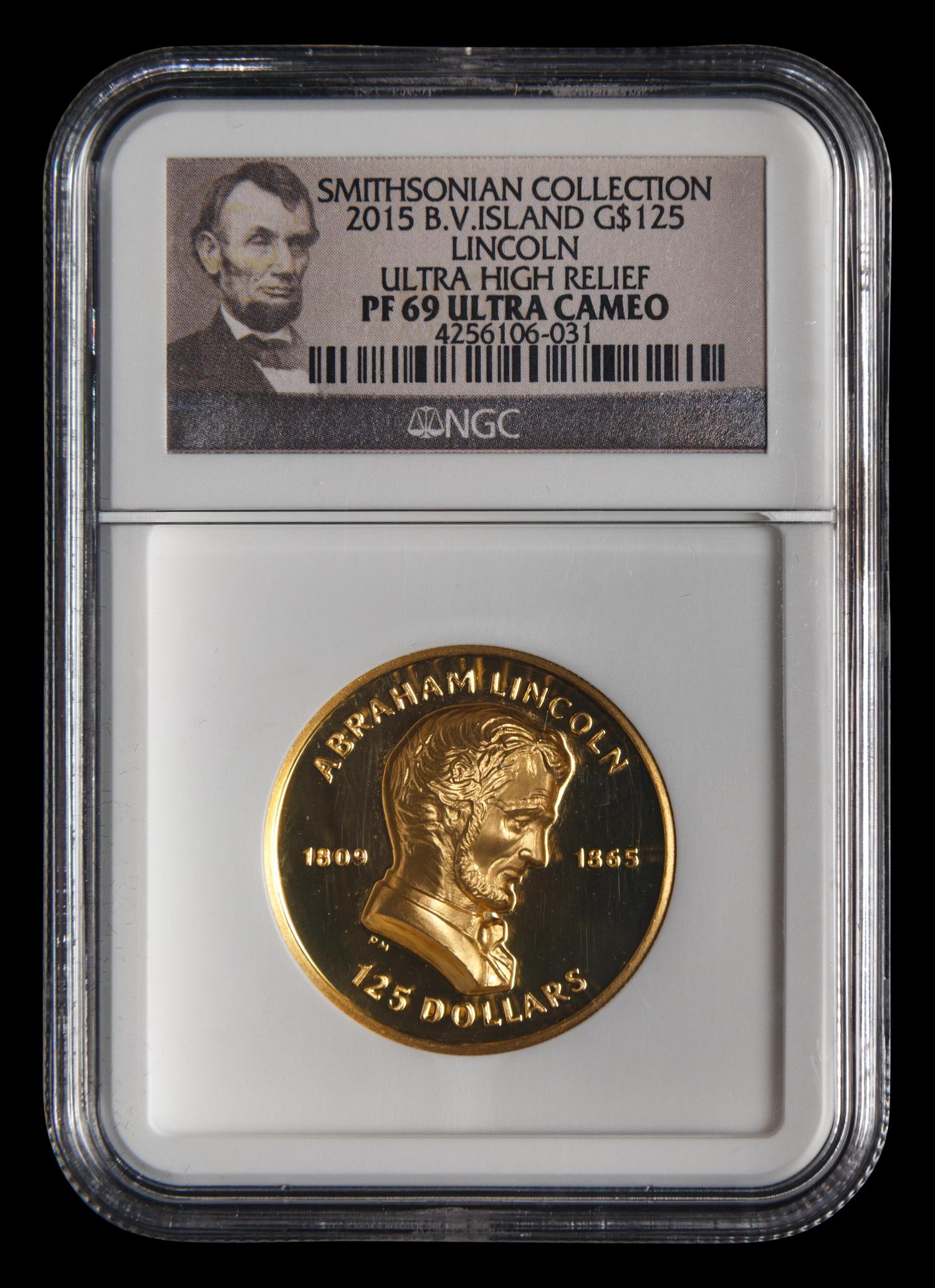 [BRITISH VIRGIN ISLANDS] A Pobjoy Mint 2015 Abraham Lincoln $125 Gold Ultra High Relief Proof (NGC PF69 Ultra Cameo)