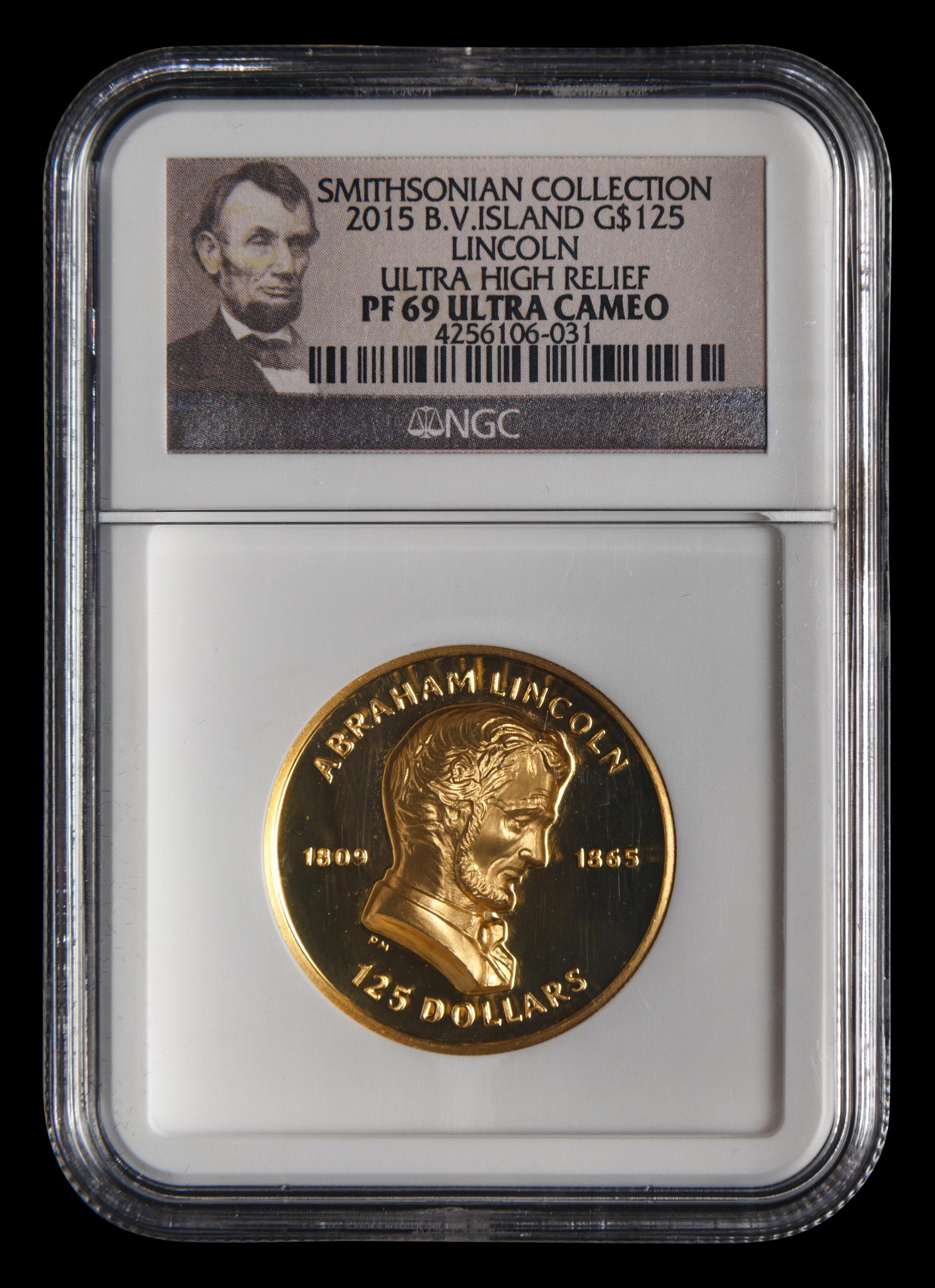 [BRITISH VIRGIN ISLANDS] A Pobjoy Mint 2015 Abraham Lincoln $125 Gold Ultra High Relief Proof (NGC PF69 Ultra Cameo)