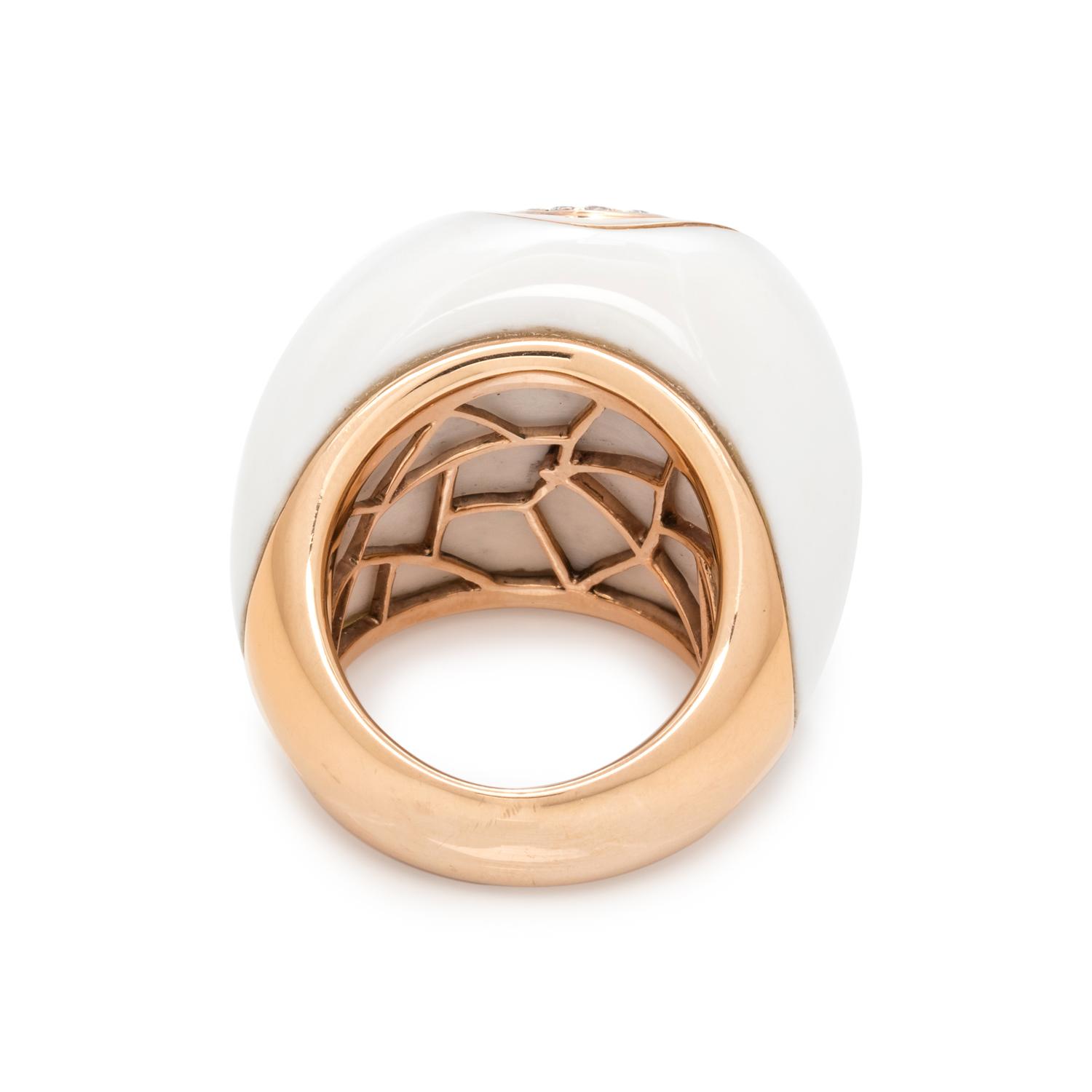 WHITE HARDSTONE AND DIAMOND RING