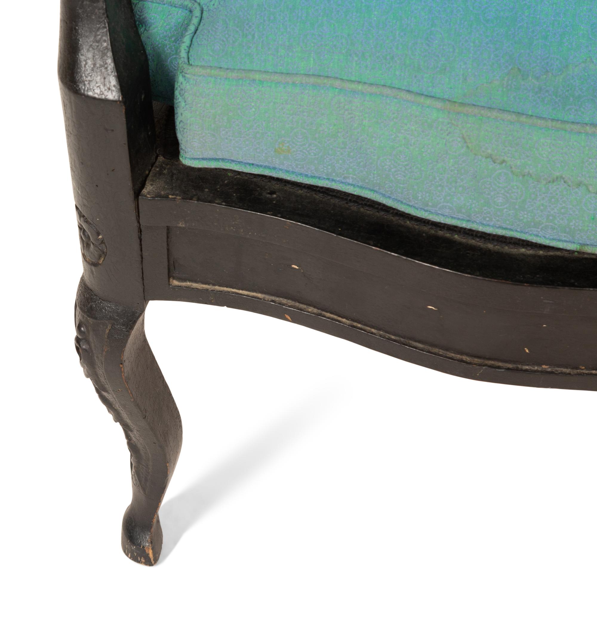 A Pair of Italian Black-Painted and Parcel Gilt Gondola Chairs