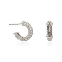 CARTIER, DIAMOND AND PLATINUM HUGGIE HOOP EARRINGS