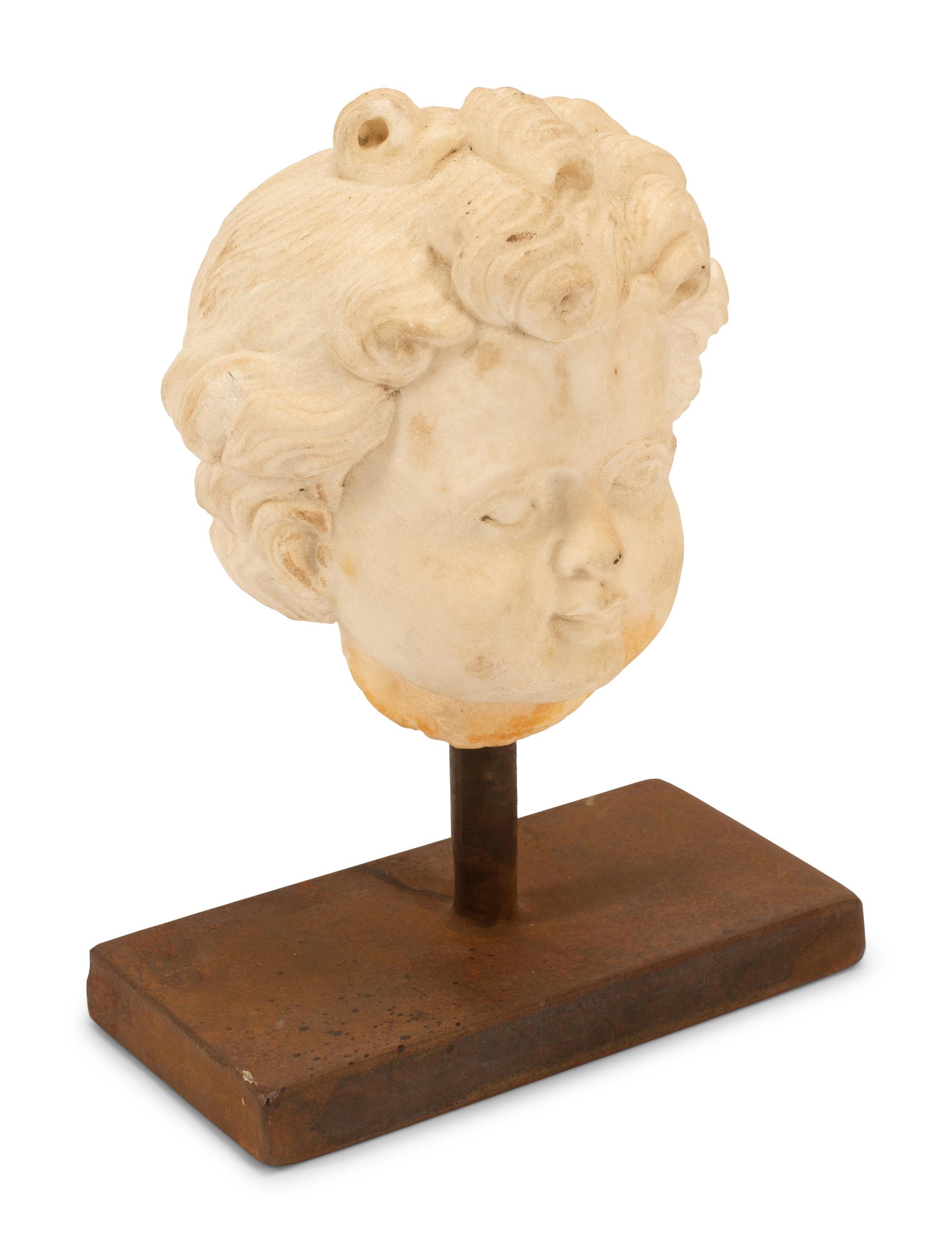 An Italian Carved Marble Head of a Youth