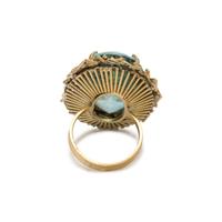 VINTAGE, YELLOW GOLD AND AQUAMARINE RING
