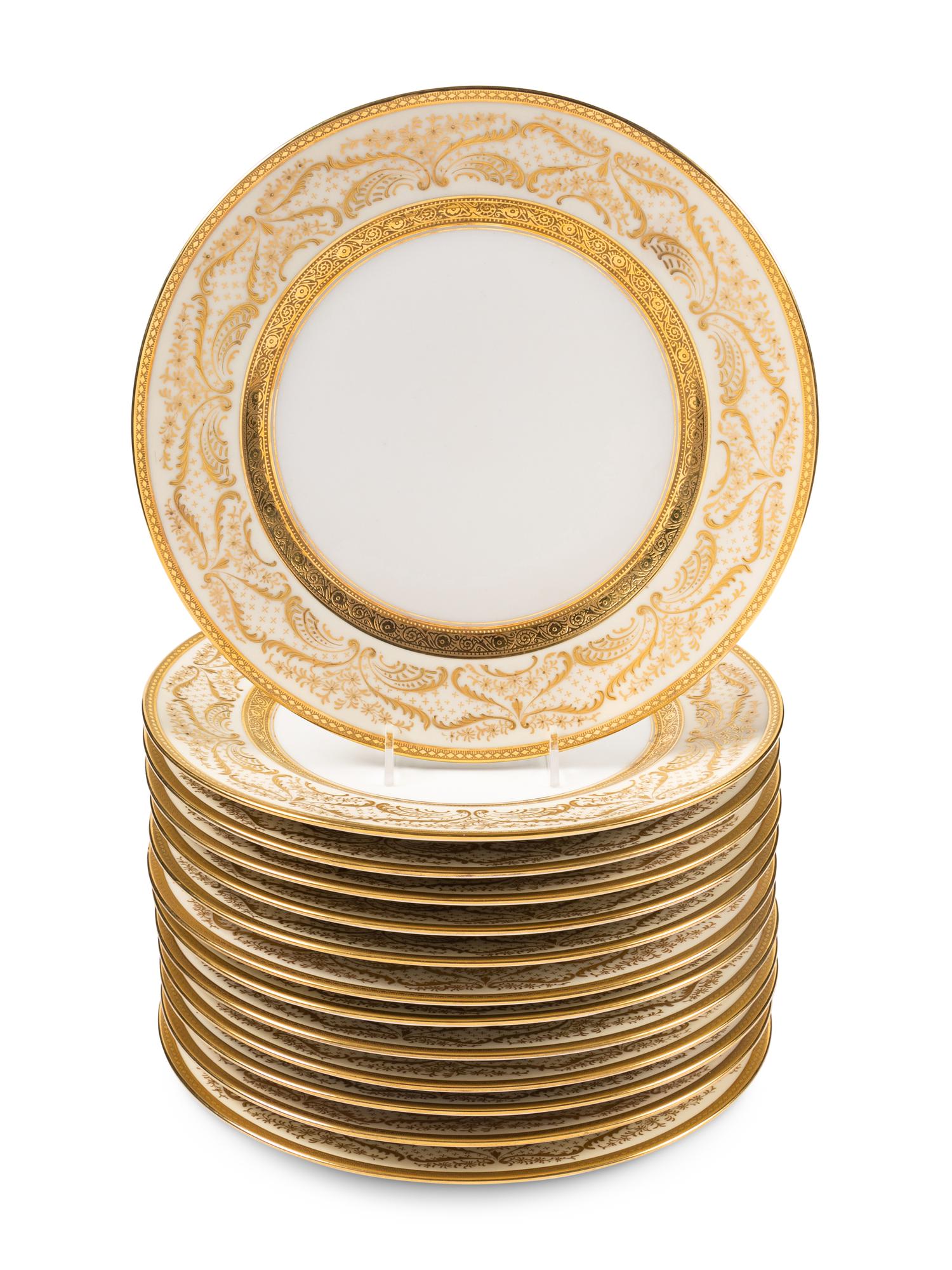 A Set of Thirteen Bernardaud Limoges Porcelain Dinner Plates