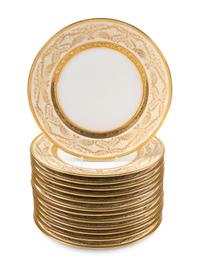 A Set of Thirteen Bernardaud Limoges Porcelain Dinner Plates