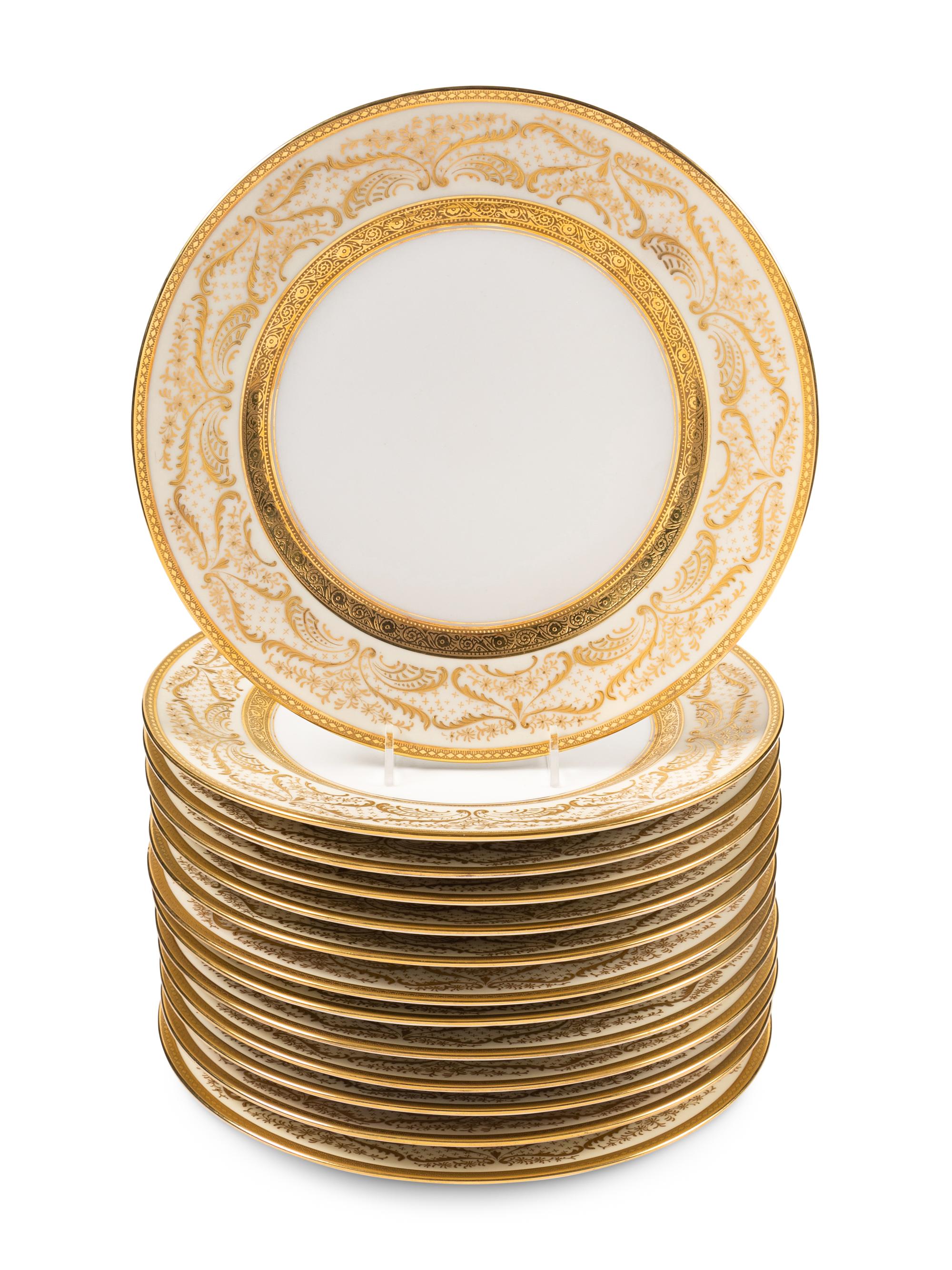 A Set of Thirteen Bernardaud Limoges Porcelain Dinner Plates