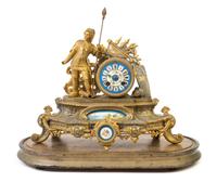 A Louis XVI Style Gilt Bronze and Sevres Porcelain Mantel Clock Height 20 inches. — 19TH CENTURY