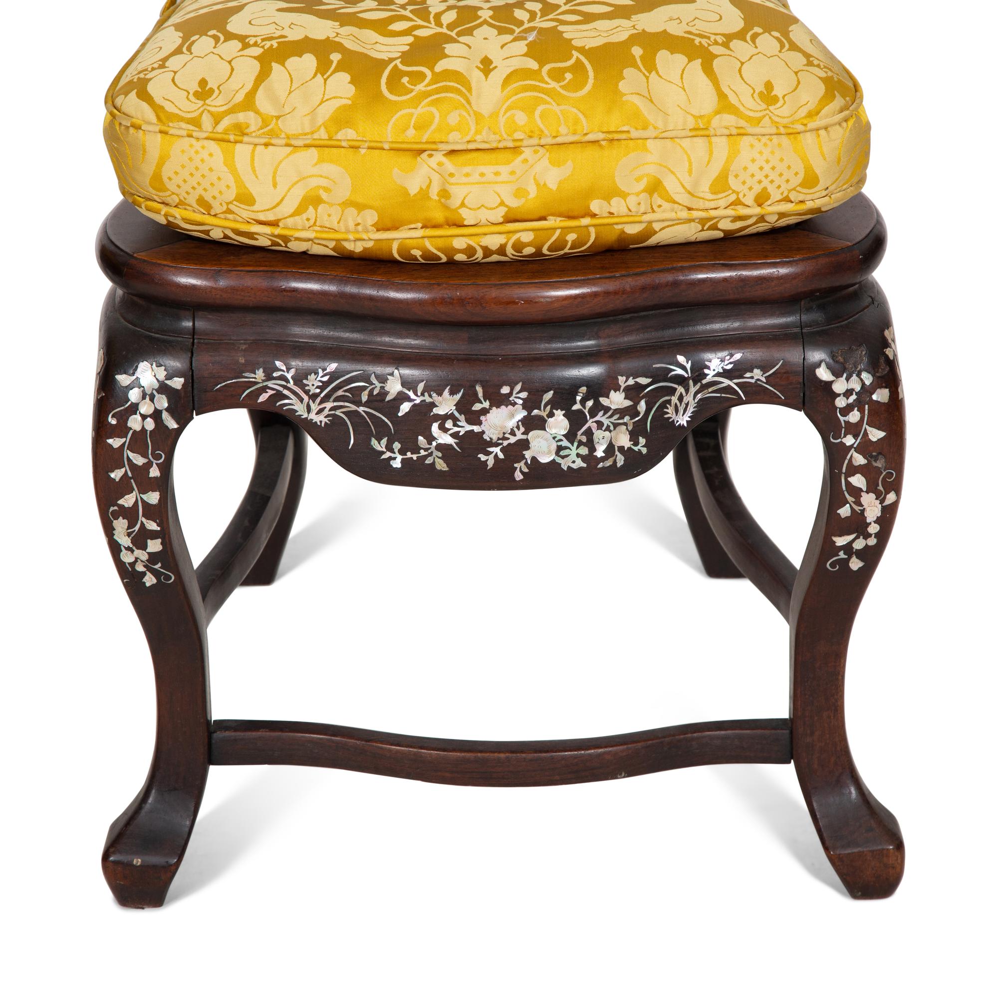 A Pair of Indian Mother-of-Pearl Inlaid Rosewood Chairs