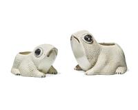 Two Italian ceramic frog-form planters, 20th / 21st century
