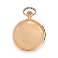 A.L. JACOT, 18K YELLOW GOLD MINUTE REPEATER HUNTER CASE POCKET WATCH
