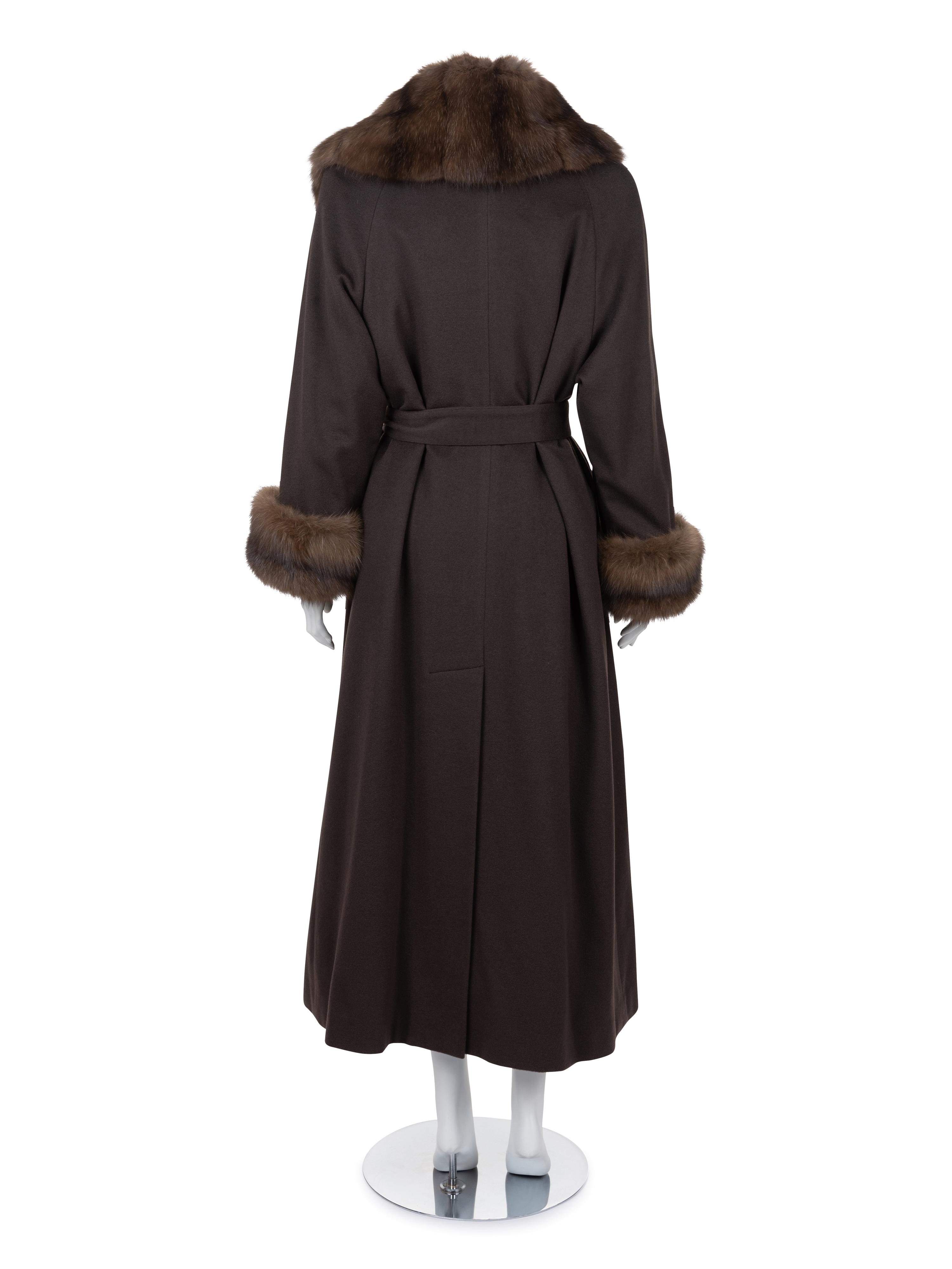 J. Mendel Russian Barguzine Sable Trimmed Cashmere Coat