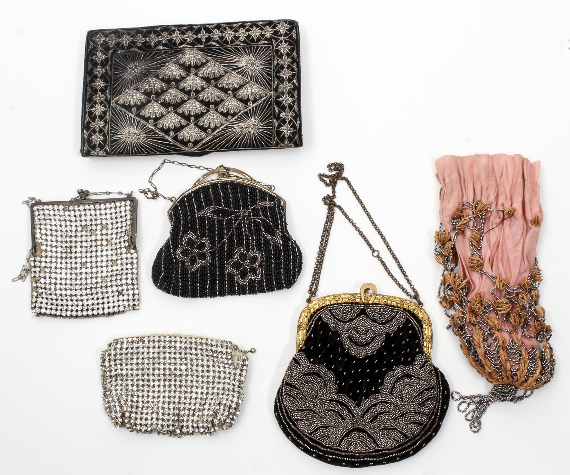 A Collection of Five Vintage Handbags Width of widest 8 inches. — FIRST HALF 20TH CENTURY