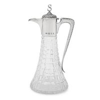 An English Silver Mounted Cut Glass Claret Jug