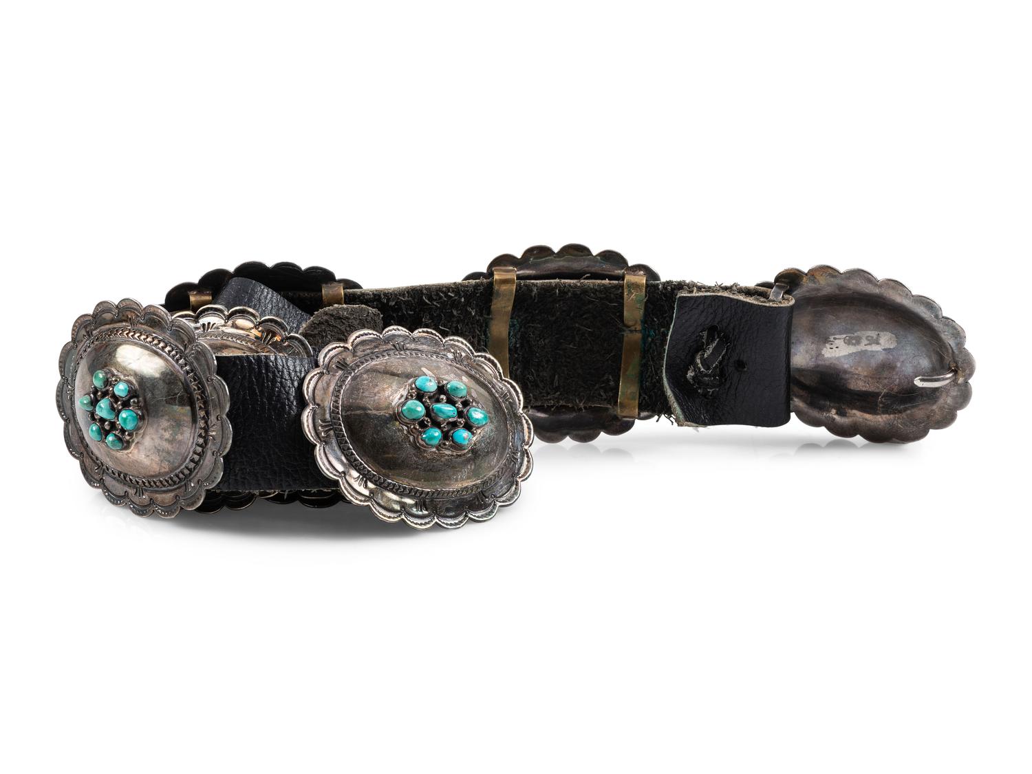 Navajo Silver and Turquoise Concha Belt
