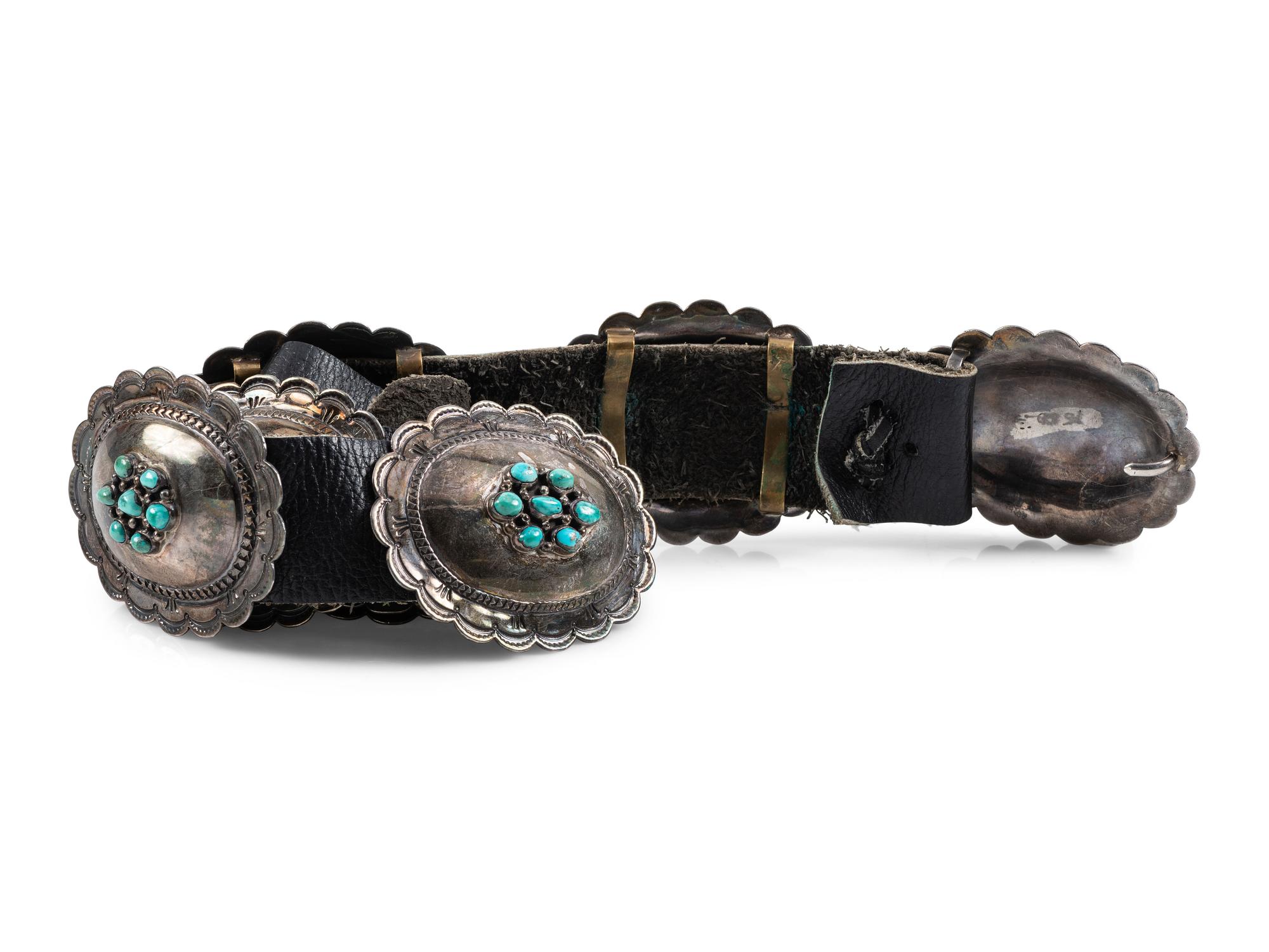 Navajo Silver and Turquoise Concha Belt