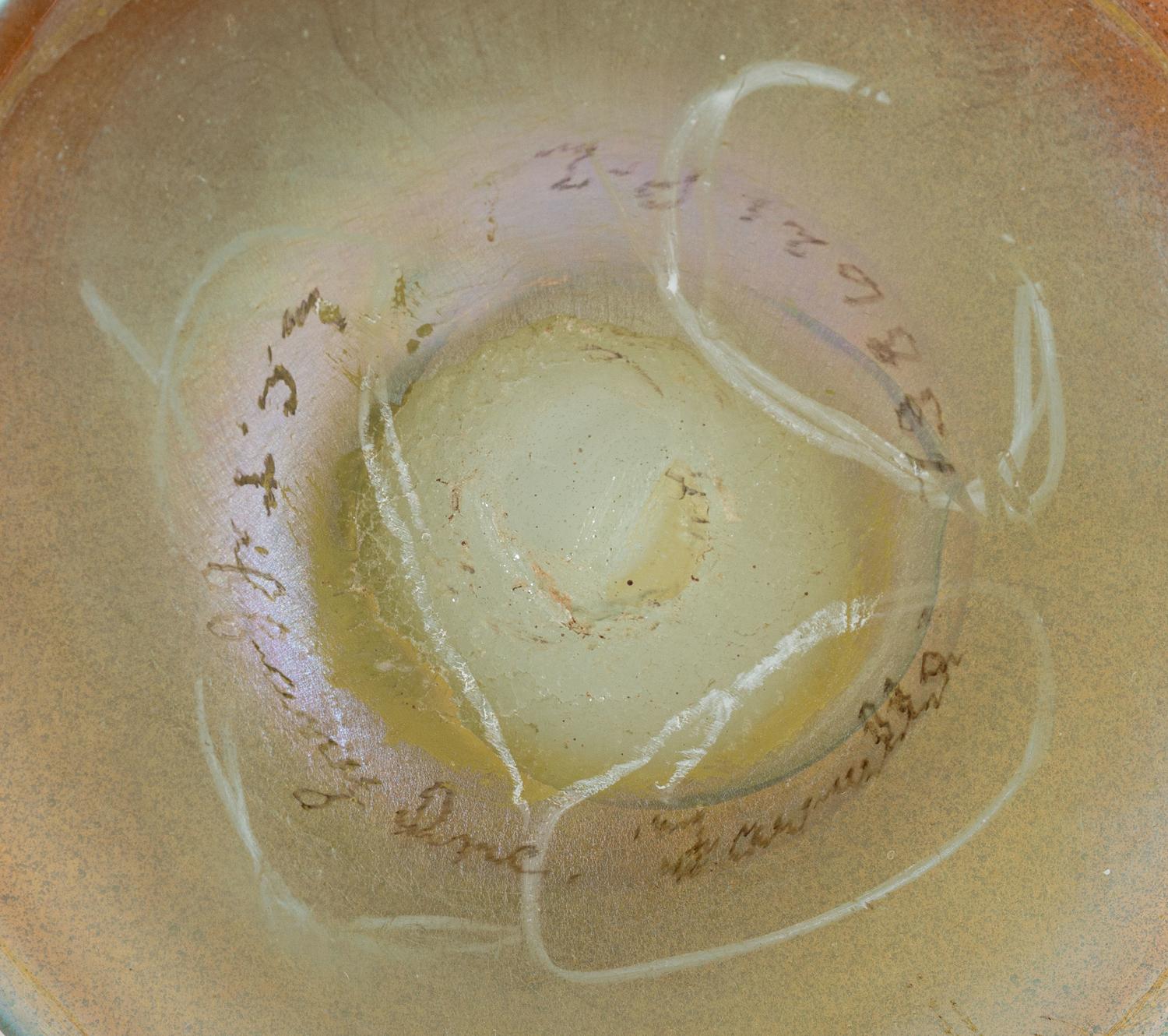 A Tiffany Studios Gold Favrile Pulled Feather Vase