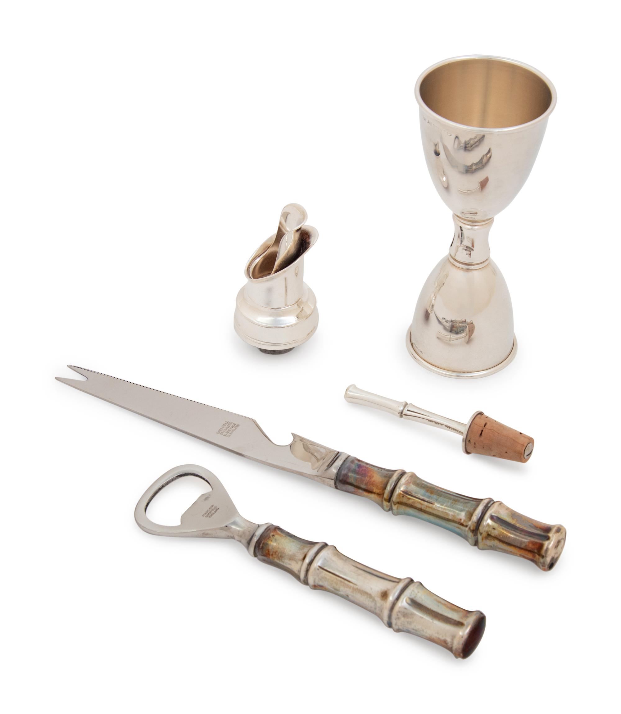 A Group of Four Tiffany & Co. Silver Bamboo Pattern Bar Articles