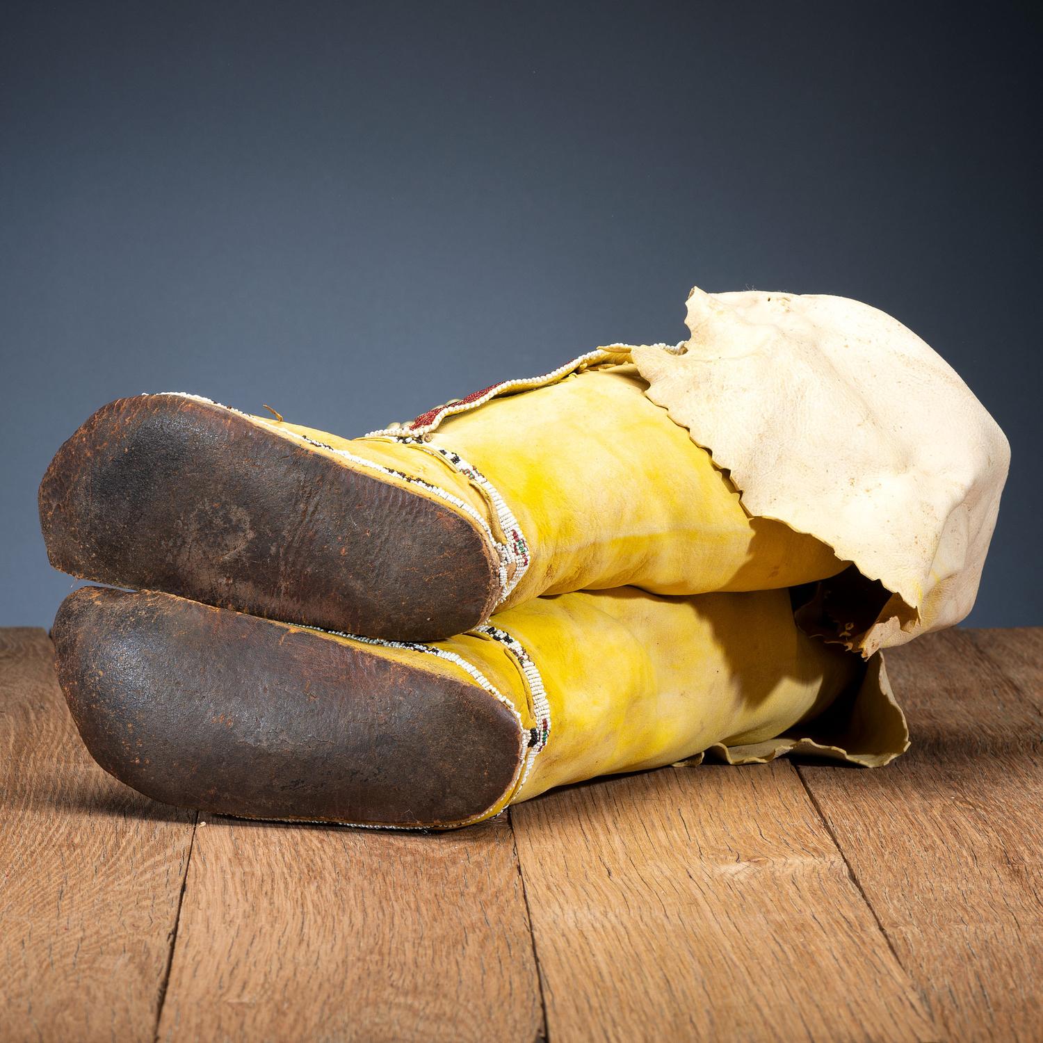 Comanche Beaded Hide Boot Moccasins