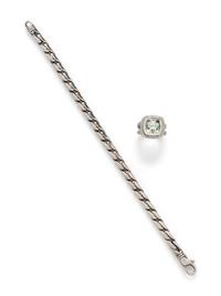 DAVID YURMAN, STERLING SILVER, PRASIOILITE AND DIAMOND RING