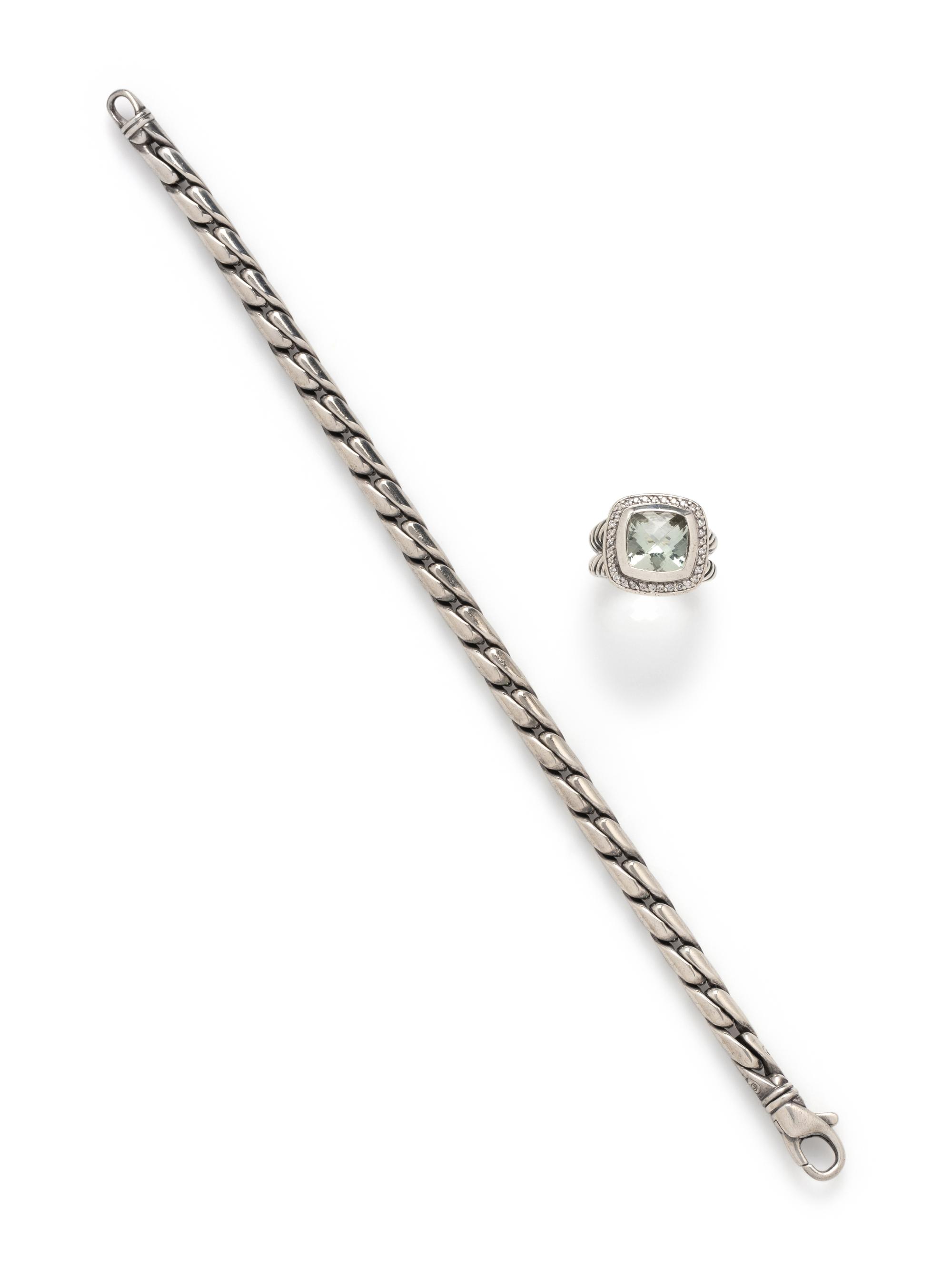 DAVID YURMAN, STERLING SILVER, PRASIOILITE AND DIAMOND RING
