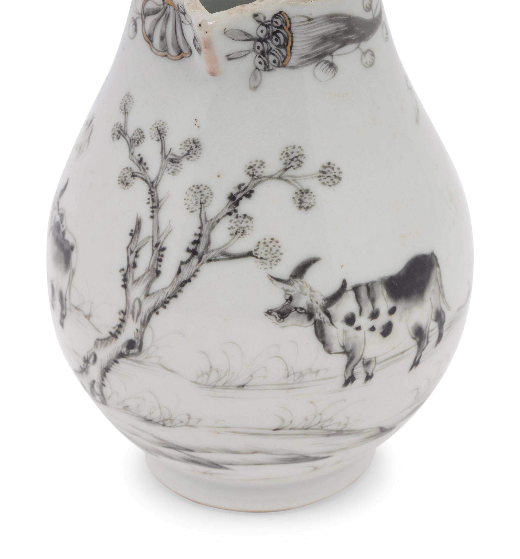 A Chinese Export En Grisaille Porcelain Creamer