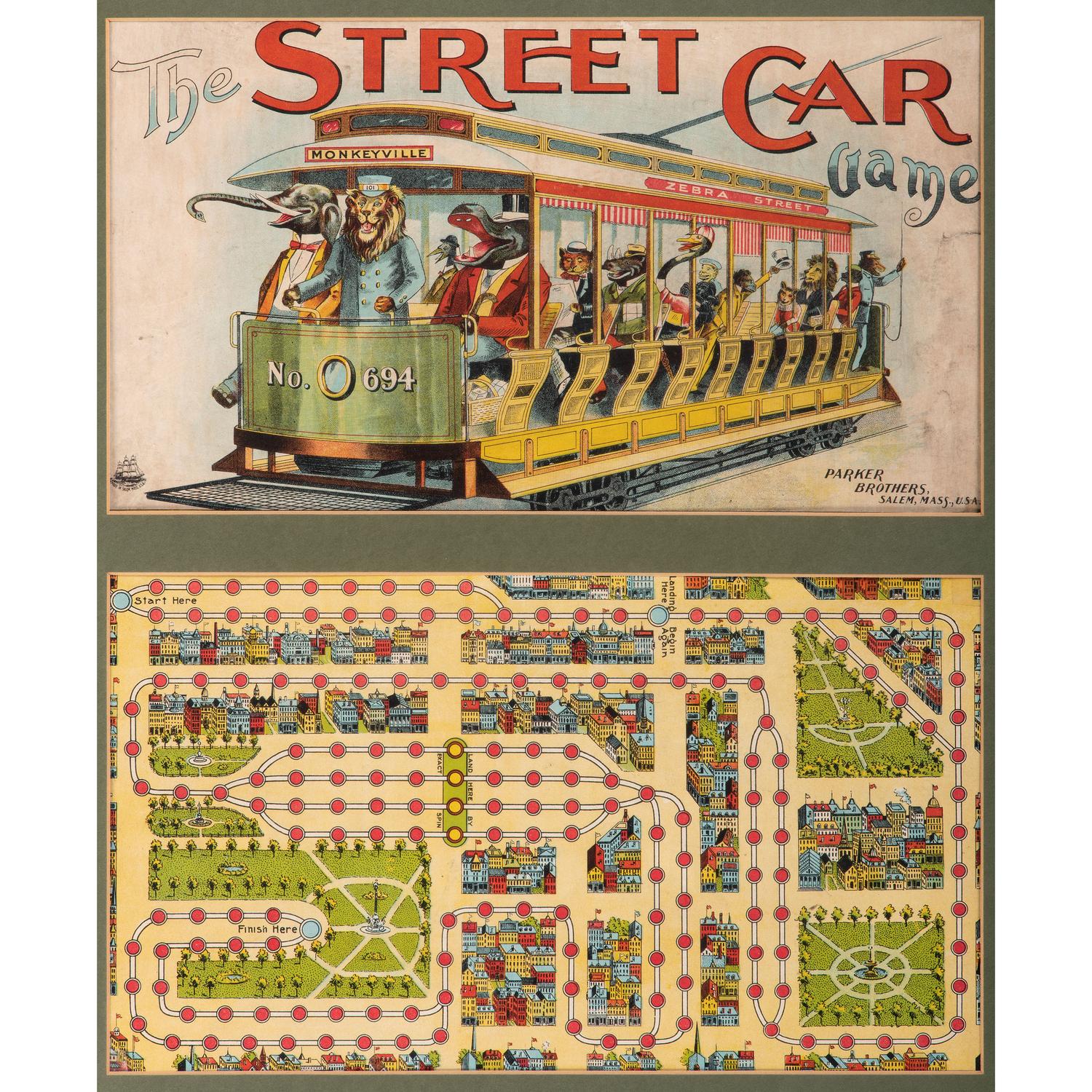 A Parker Brothers Framed The Street Car Game Cover and Board