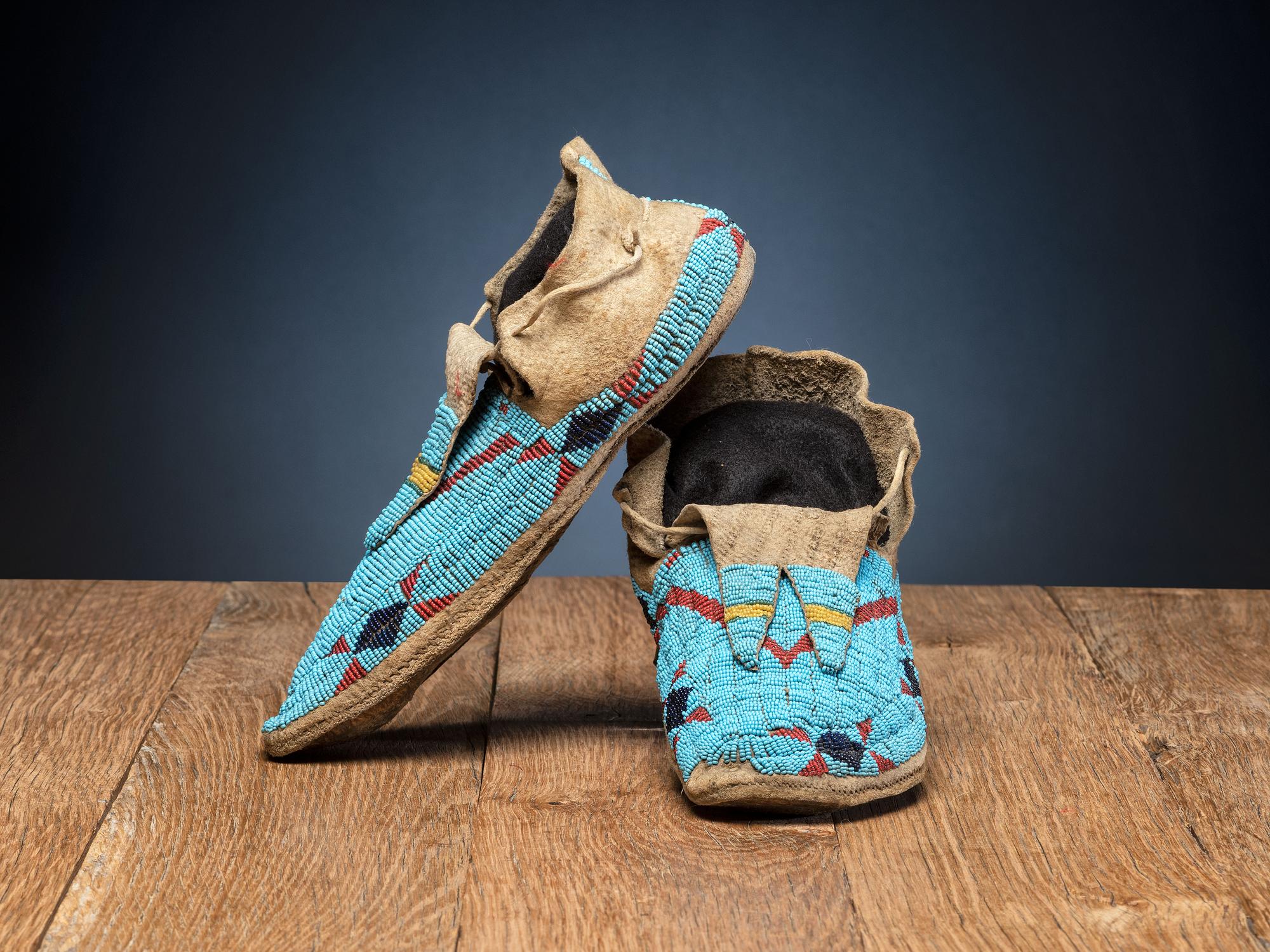 Sioux Beaded Buffalo Hide Moccasins