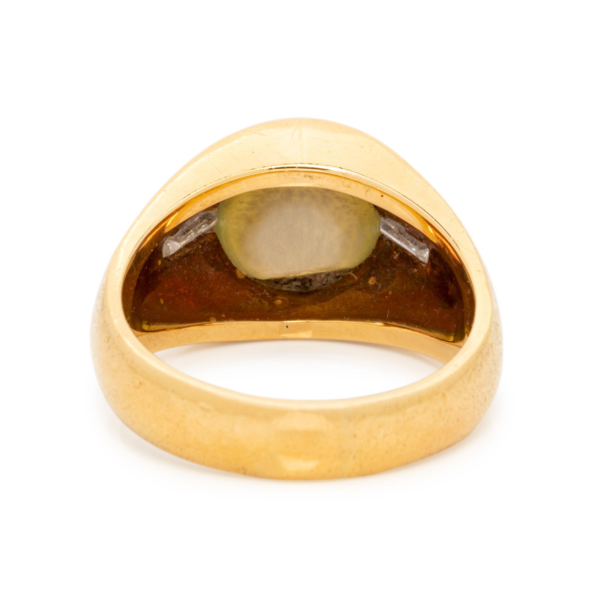 CAT'S EYE CHRYSOBERYL AND DIAMOND RING